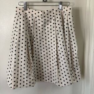 J. Crew Pleated Polka Dot Skirt in Black and White